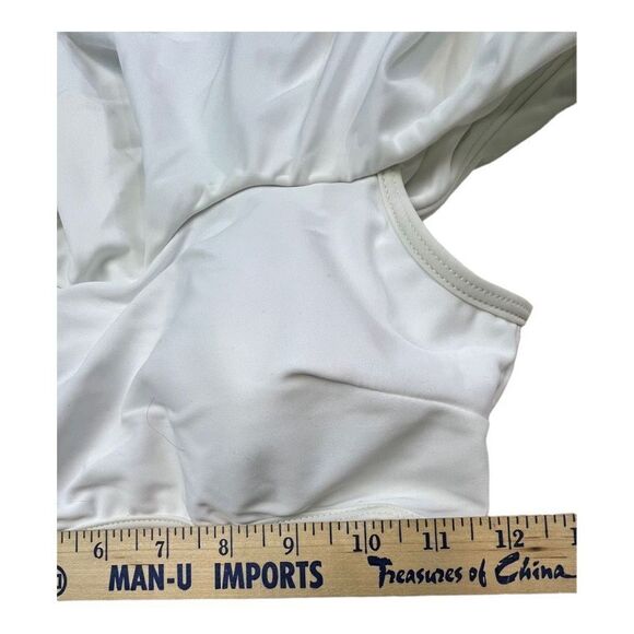 Women's Layered Ruffle Spaghetti Strap Padded Swim Bikini Top Swimsuit White XS - Picture 3 of 6